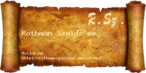 Rothman Szalóme névjegykártya
